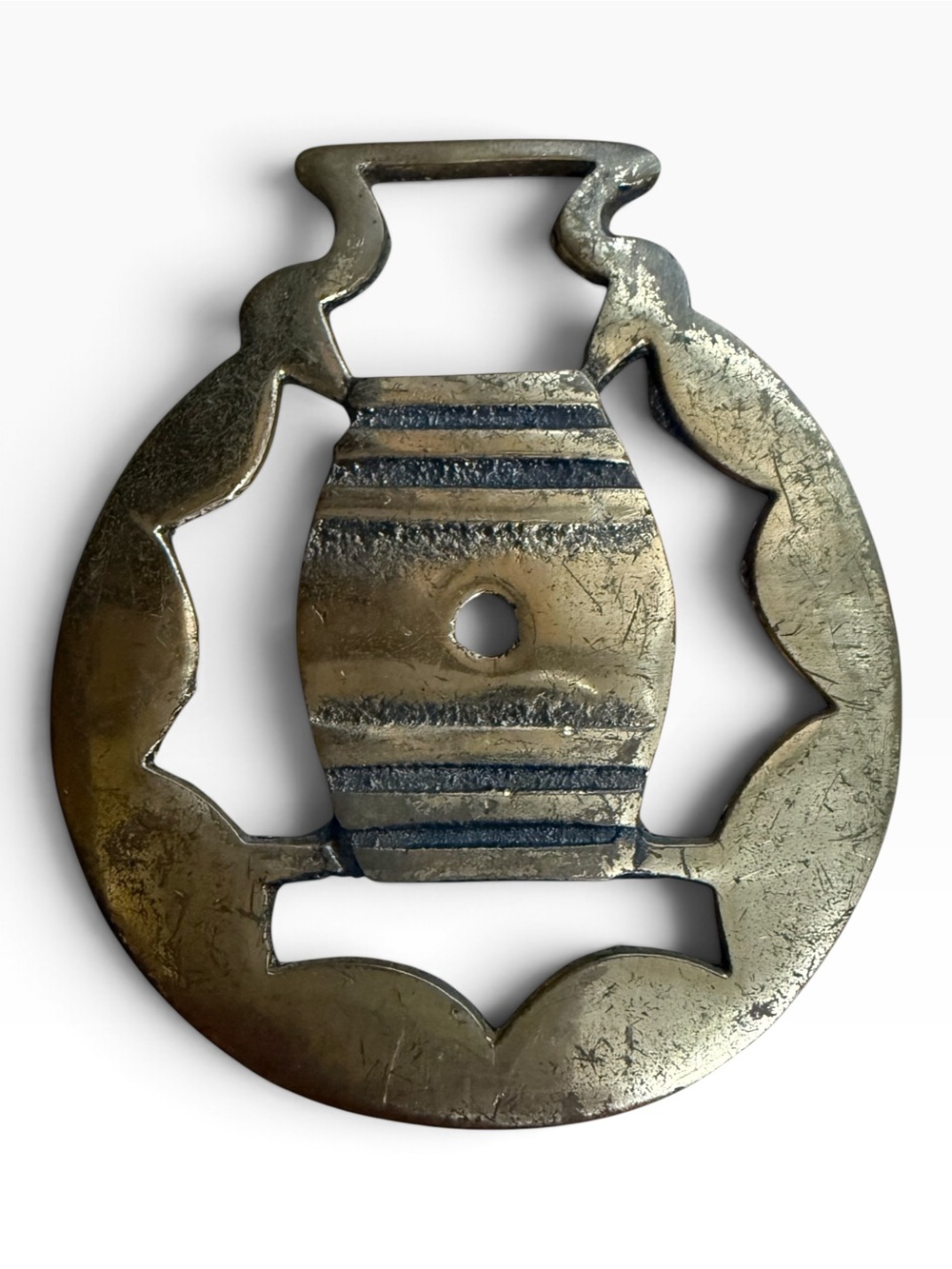 Antique English Horse Brass Medallion - Vintage Brewery Beer Barrel Cask